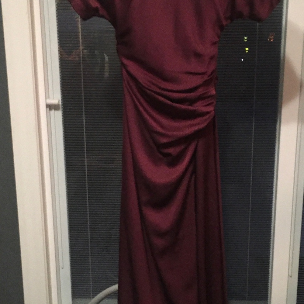 Jonathan Simkhai Burgundy Ruched Maxi Dress